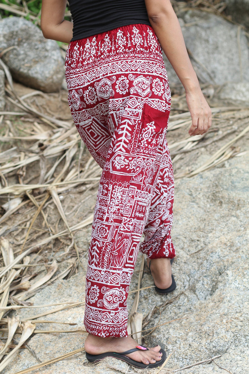 Elephant Yoga Pants Boho Hippie Style Meditation Clothing Comfy Beach  Unique Casual Bohemian Colorful Festival Fashion Orange Lady Thailand 