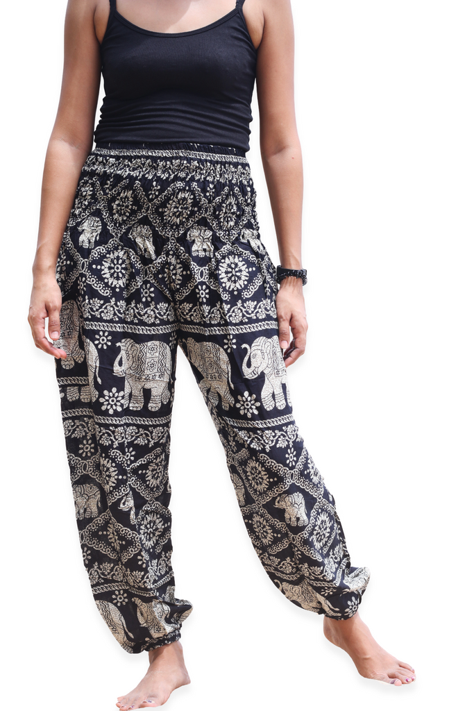 Summer Funny Printed Trouser with Pockets Elastic Baggy Boho