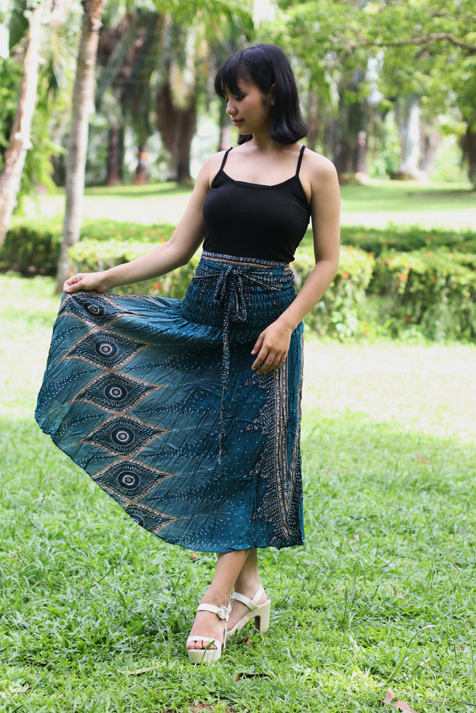 Buy ooltah chashma Cottton Peacock Feather Gold Printed Straight Long Skirt  for Women Blue Skirt (Free Size Skirts) at Amazon.in