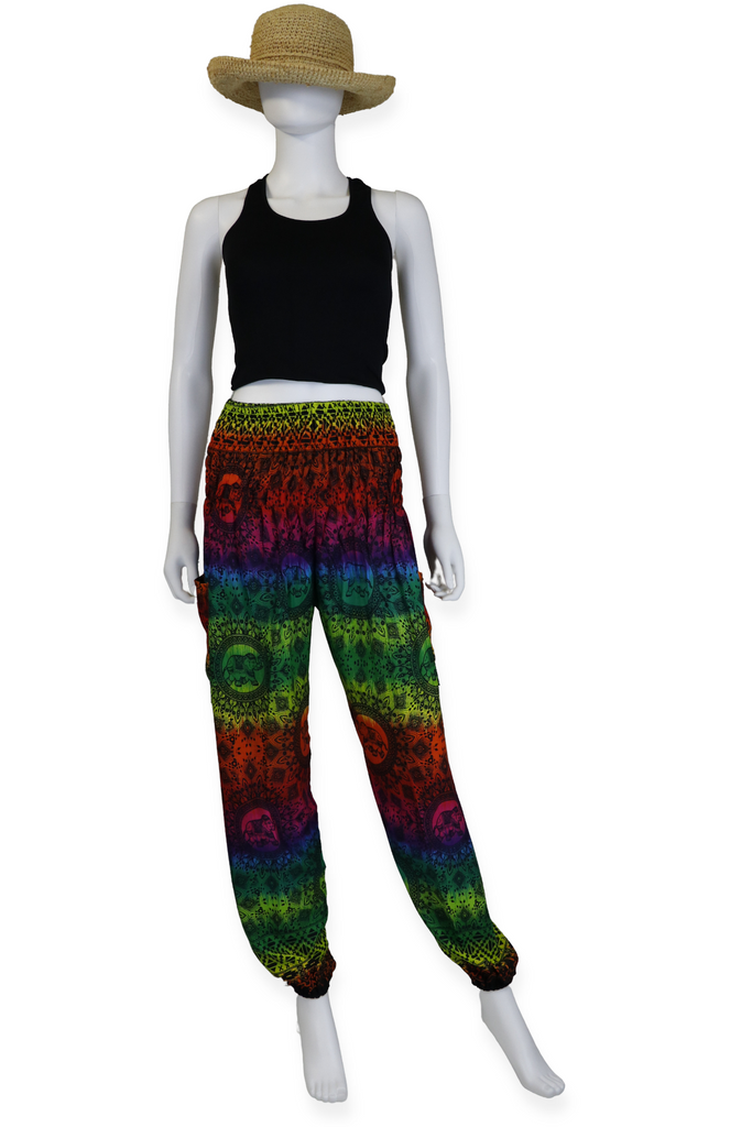 Tie dye Harem Pants Boho Baggy Hippie Elephant Yoga Pants Smocked Waist