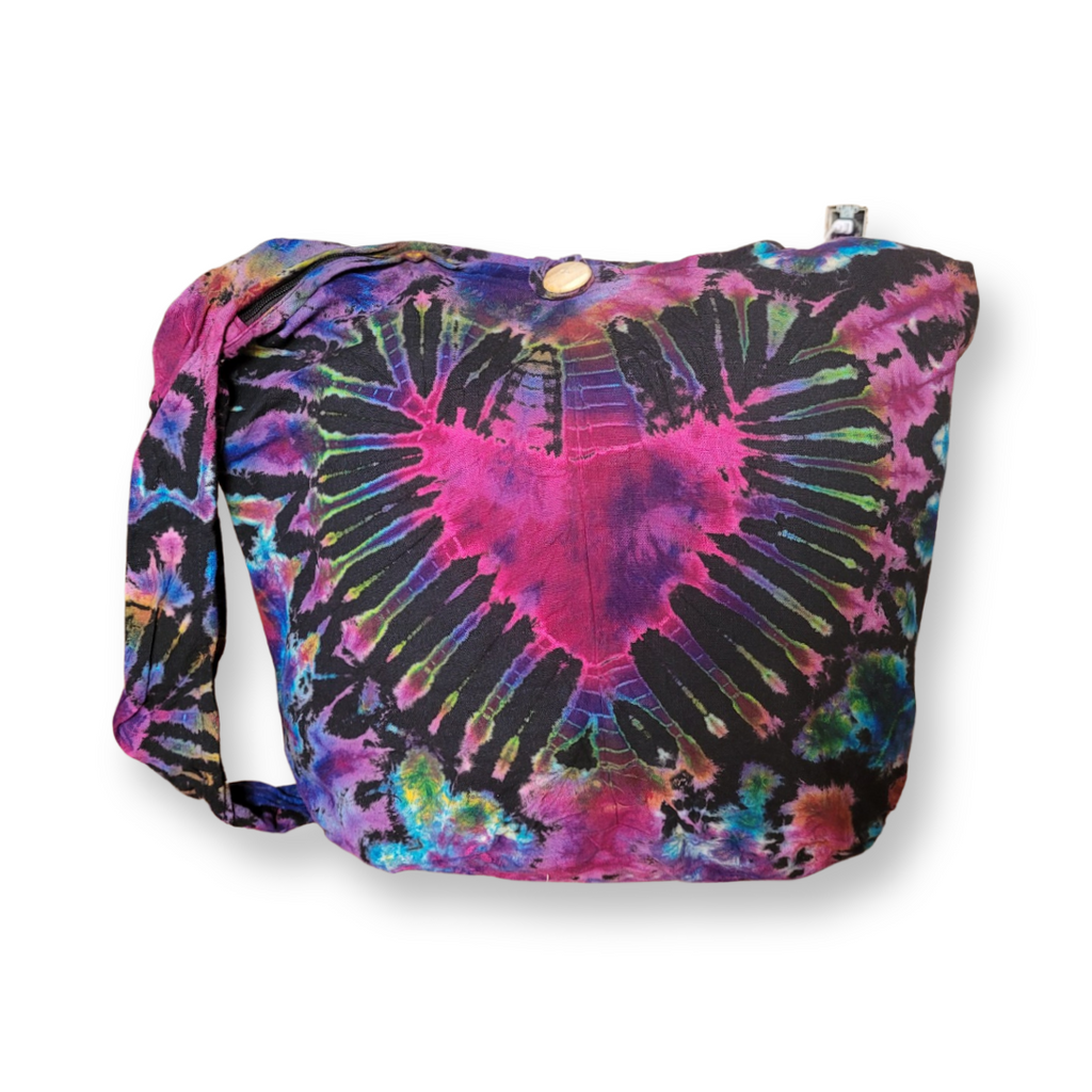 Tie Dye Bag Purse Hobo Crossbody Sling Shoulder Messenger Bags Top Zip Heart colorful