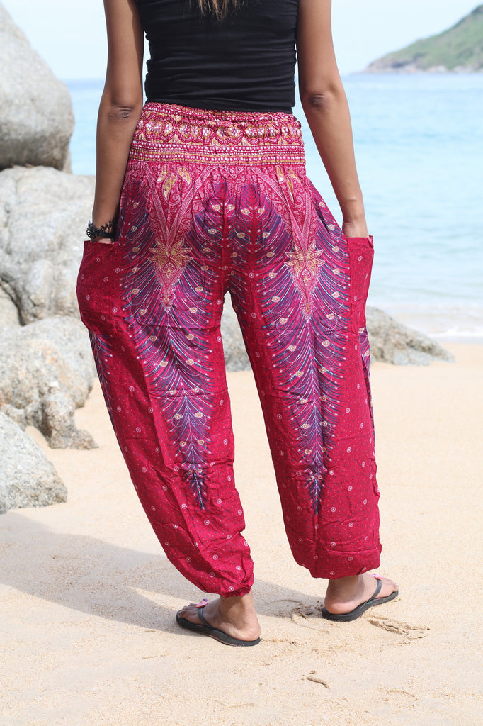 Women's Abstract Floral Print Bohemian Hippy Harem Pants For Yoga