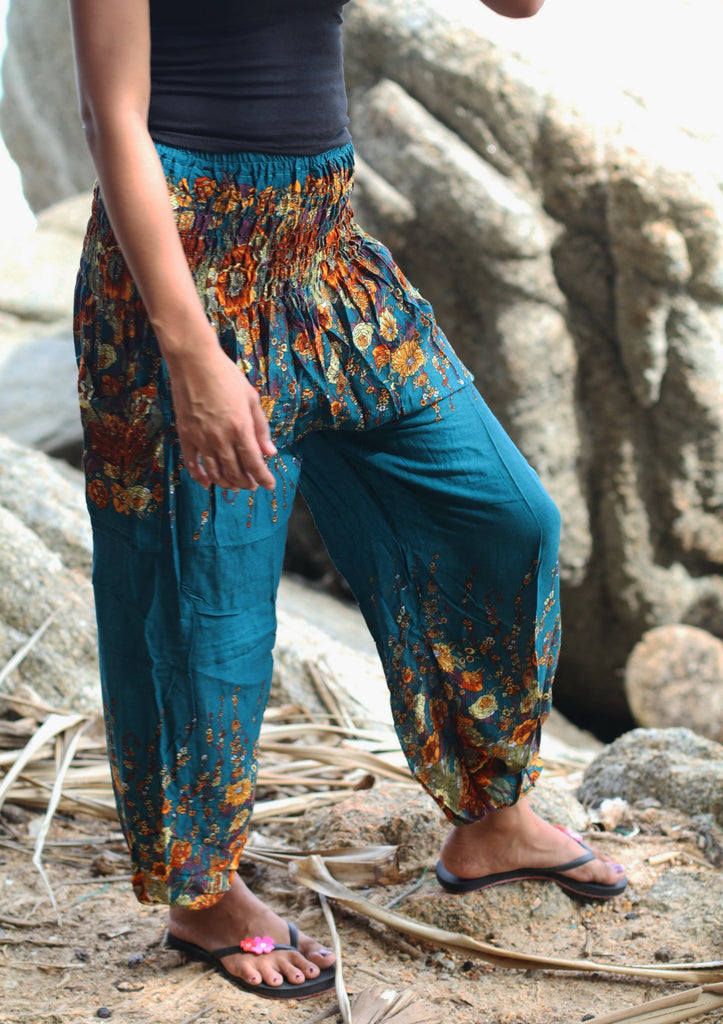 Buy Blue Harem Pants Women Yoga Trousers Hippie Comfy Loungewear Paisley  Gypsy Boho Aladdin Loose Clothing Baggy Festival Online in India 