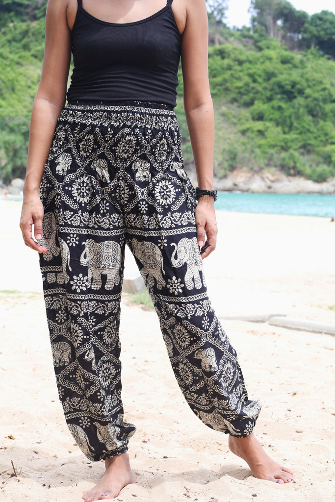 The Veshti Company Women's Premium 100% Cotton Loose Baggy Boho Yoga Harem  Pants (Brown - Tribal