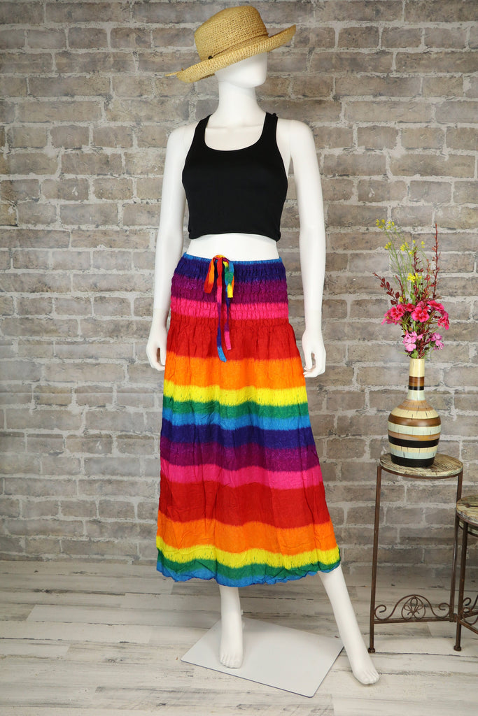 Rainbow Dress Maxi Skirts Boho Hippie Bohemian handmade Wrap Skirt Bea Bohounique