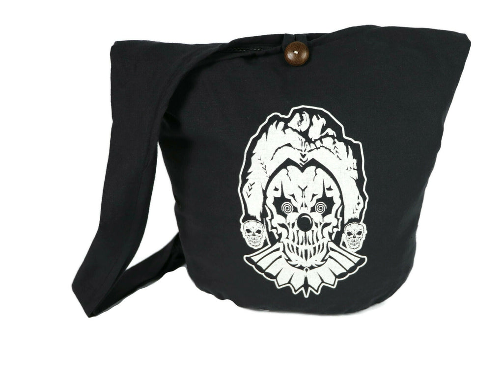 Crossbody bag Skull Punk Rock Hippie Hobo Gothic Jester Skeleton Sling Cotton Hippie Boho Shoulder Messenger Bag