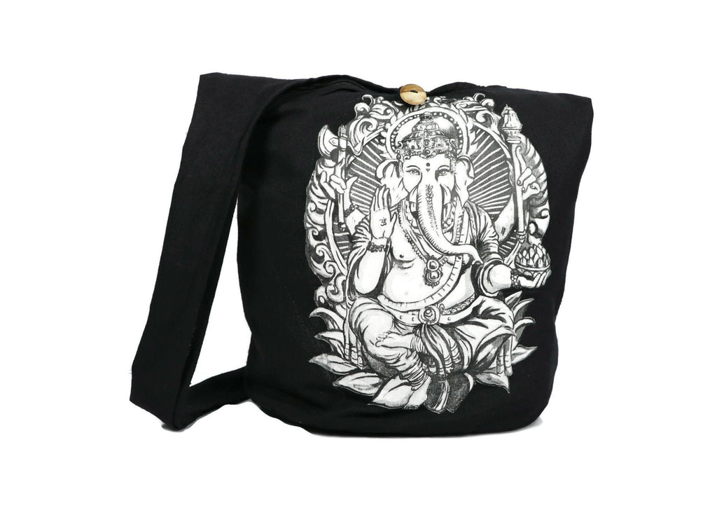 Crossbody bag Ganesha Mantra Hobo Tote Sling Cotton Hippie Boho Shoulder Messenger Bag Unique Tapestry Ganesh Print Indian art Festival