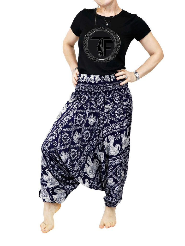 Navy Blue Elephant Harem Pants Women Hippie Hippy Yoga Pants Comfy Lou –  Bohounique